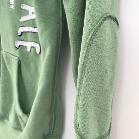 Y2K Aeropostale hoodie green women S spell out hood zip patches retro skater - Picture 4 of 9